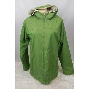 IZOD Jacket Women Size M Snow Winter Reversible Polyester Fleece Green/White